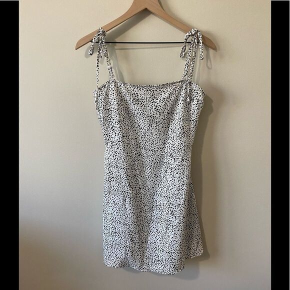 SHEIN Knot Strap Shirred Back Dalmatian Print Slip Dress - Picture 5 of 11